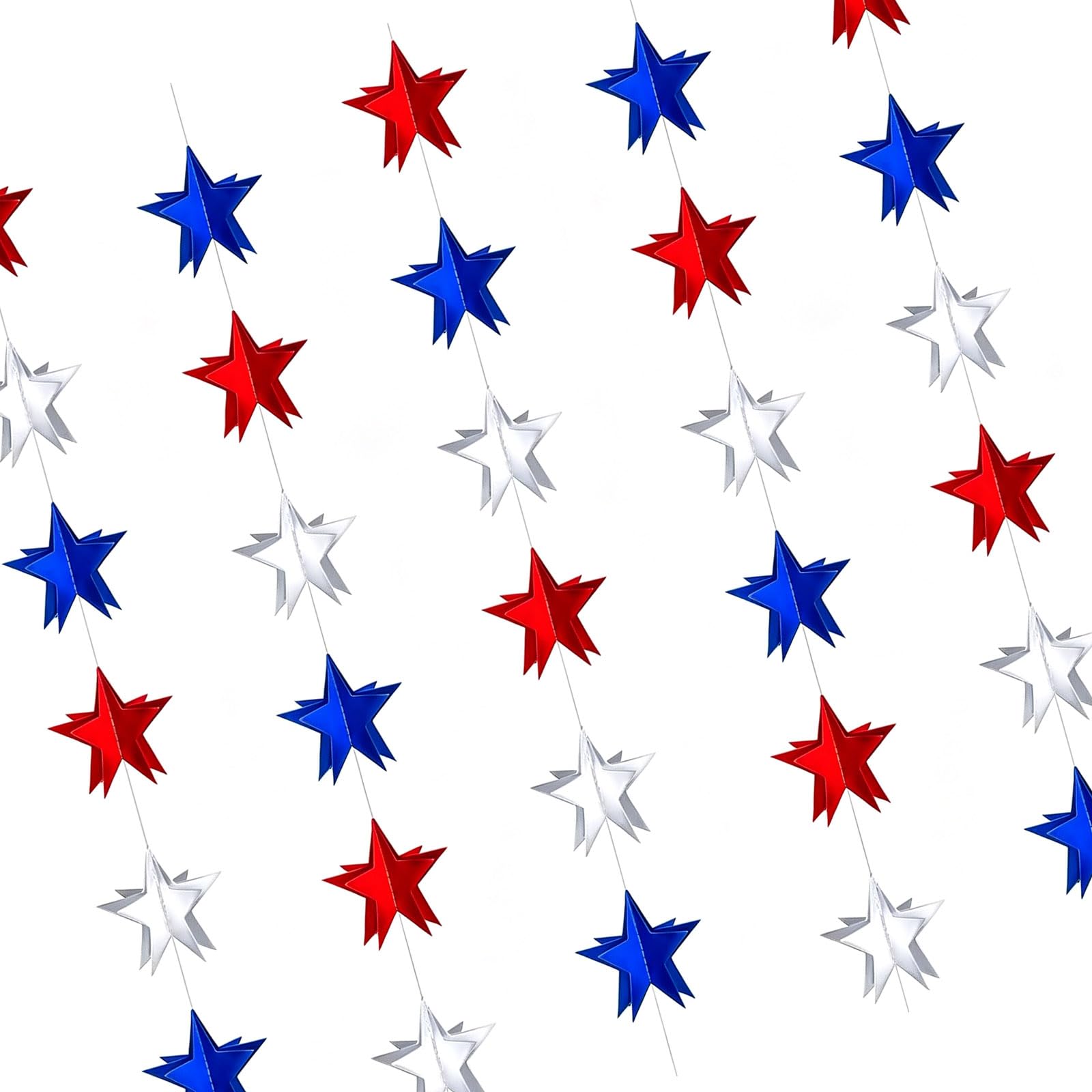 EXQIOUR Of 5 Dimensional Star Garlands Perfect for Fourth of July Celebrations Independence Day Decoration Celebratory Hanging Deck
