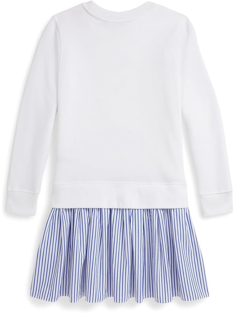 White Polo Ralph Lauren Polo Bear Striped-skirt Fleece Dress (big Kid)