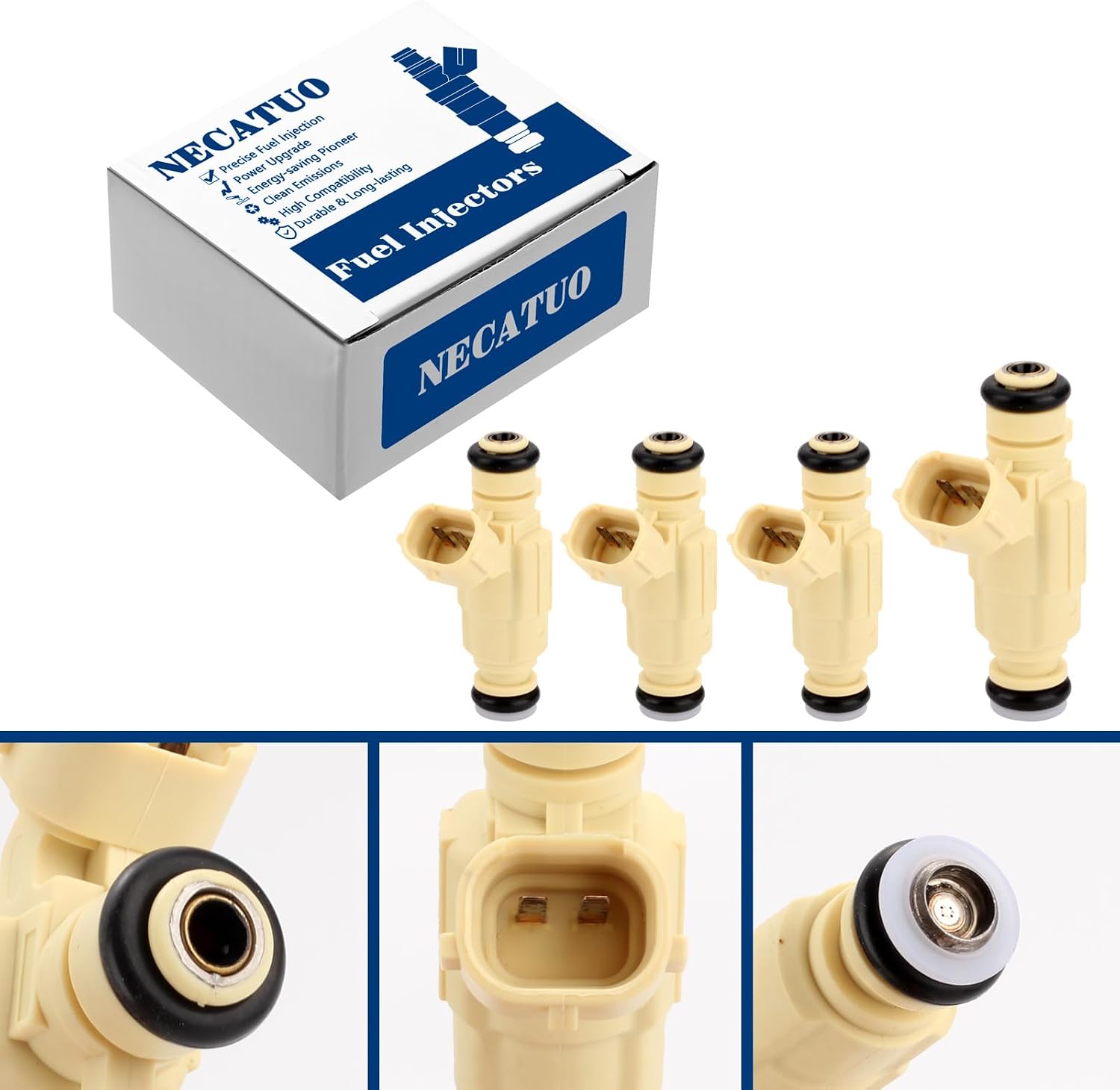 Set of 4 Fuel Injectors - Compatible with Hyundai Elantra Tiburon Tucson Kia Spectra Spectra5 Sportage 2.0L L4 - Replaces FJ493 35310-23600 842-12270