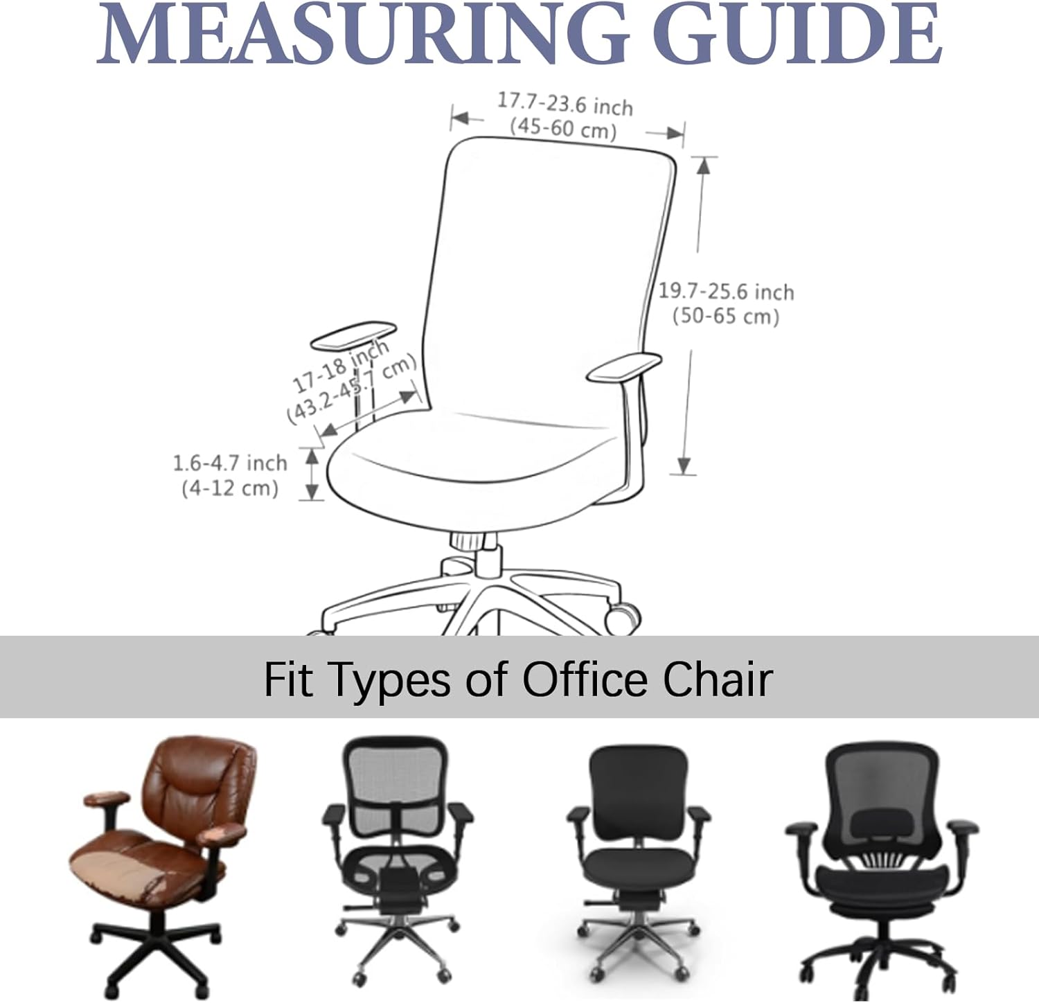 Office Chair Covers Stretchable Desk Chair Cover Soft Computer Chair Slipcovers Anti-Dust Spandex Protector Cover for Home Office,Dark Grey