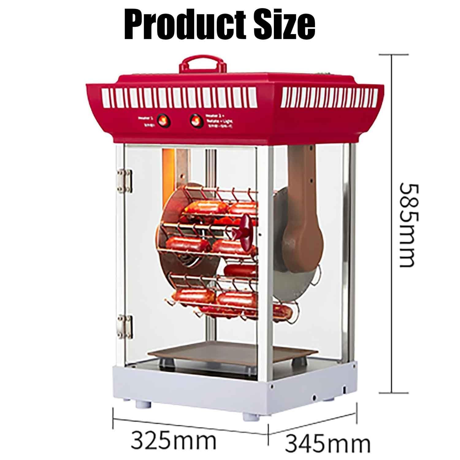 Máquina Comercial for Hacer Perritos Calientes, Parrilla giratoria de 360° for Salchichas, Parrilla automática for Perritos Calientes de 600 W con Bandeja de Aceite, for Uso Comercial y Familiar.