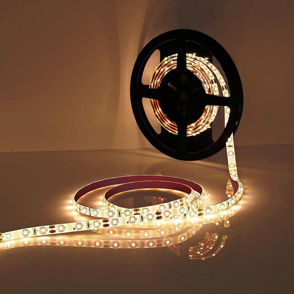 Velain 12V LED Strip Light Warm White,16.4ft Waterproof Flexible Rope Light, 300LEDs SMD5050 Tape Ribbon Light for Home,Party, Bedroom,12V Power Supply Not Included - Image 3