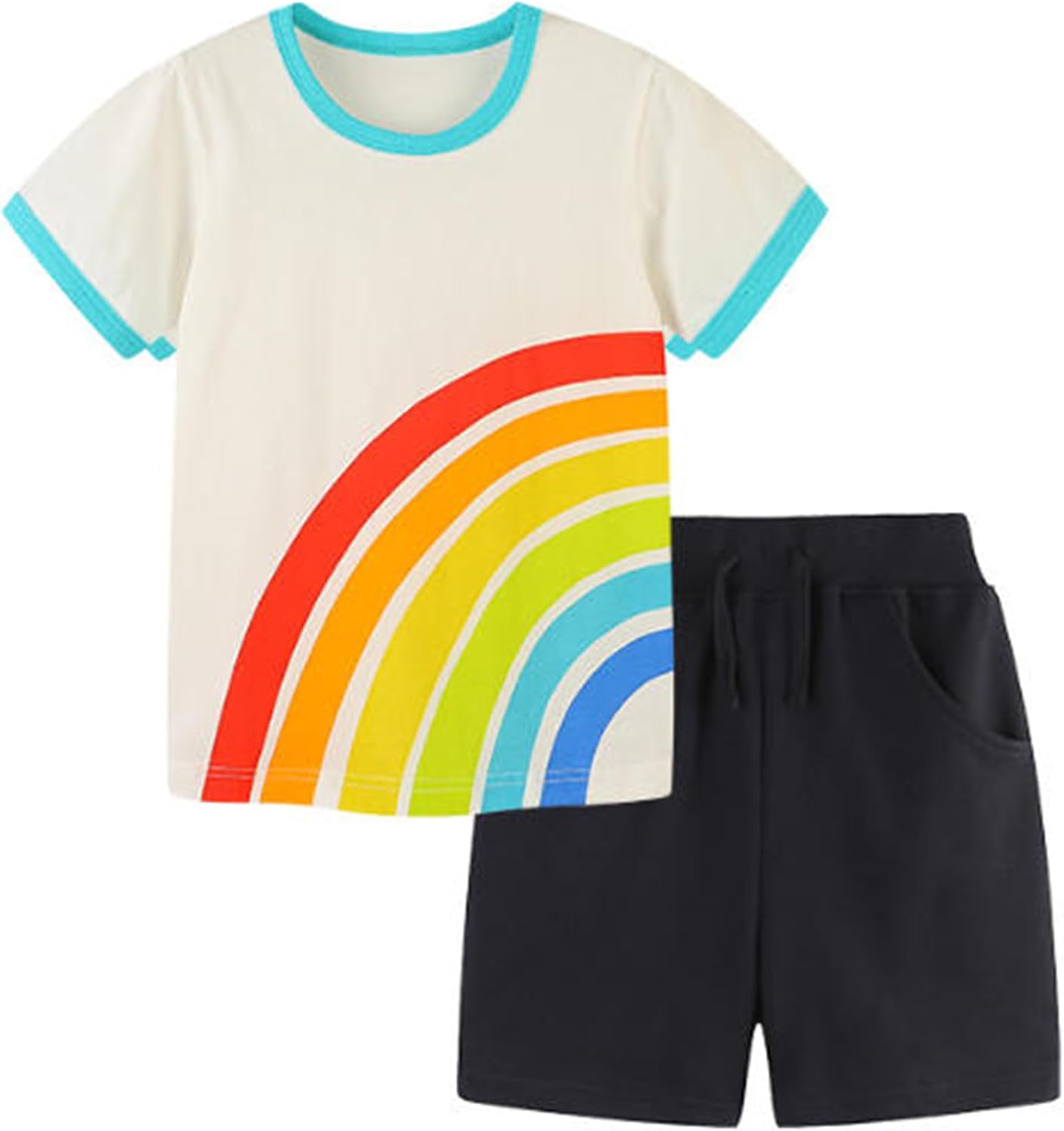 Toddler Boys Short Sets Cotton Summer Outfits T-Shirt Tops Short Sleeve Sets 2 Pcs