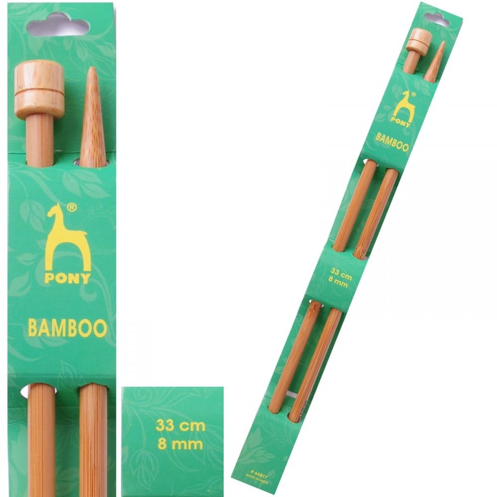 Pony Single Ended Bamboo Knitting Pins, Multi-Colour, 8mm, 8.00mm
