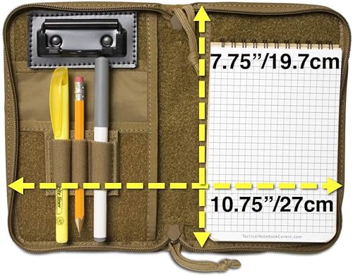 Vista 25 de Cuaderno táctico TACSOP sistema de batalla para cuadernos de 4 x 6 pulgadas, con 6 ranuras plisadas para bolígrafos/marcadores, funda con cremallera