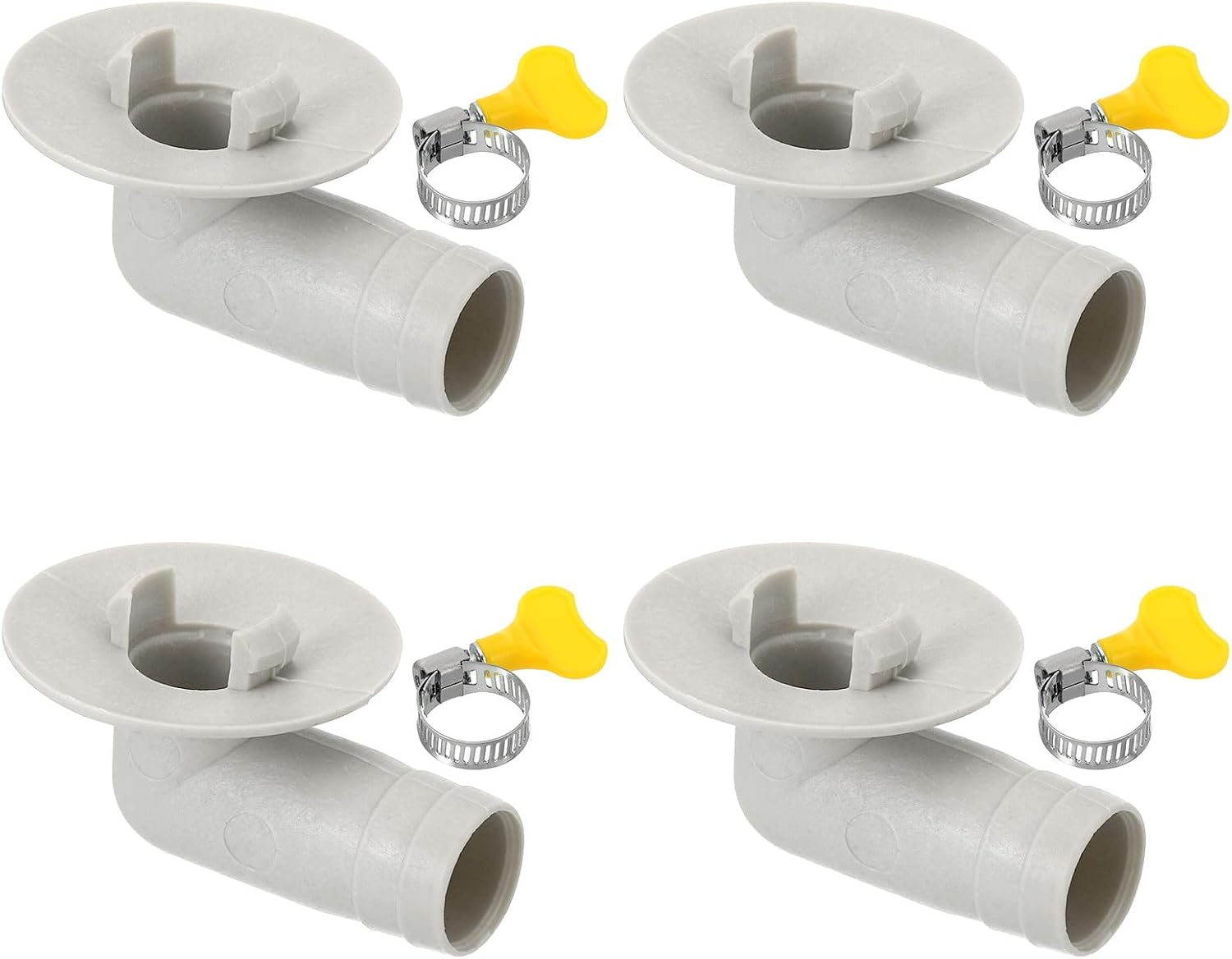 PATIKIL 15mm Air Conditioner Drain Hose Connector, 4 Pcs Universal Drain Connector with Clamp Hoop for Mini-Split Window AC Unit Faucet, White Style 11