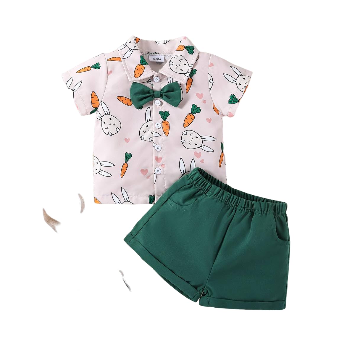 Adokioths Toddler Baby Boy Easter Outfit Infant Bunny Print Button Up Shirt Top+Shorts Suits Set Summer Clothes
