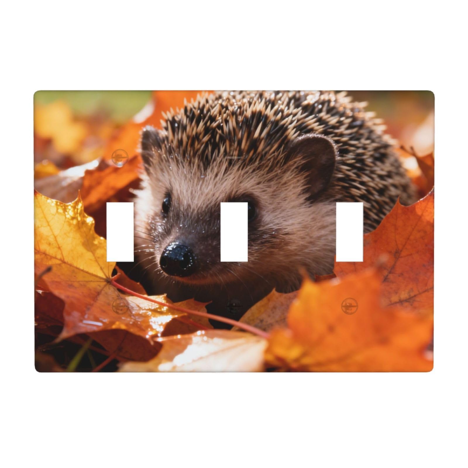 Cute Hedgehog 3 Gang Switch Plate Cover-Unbreakable Polycarbonate Wall Plate, Heat Resistant Toggle Switch Decor for Home