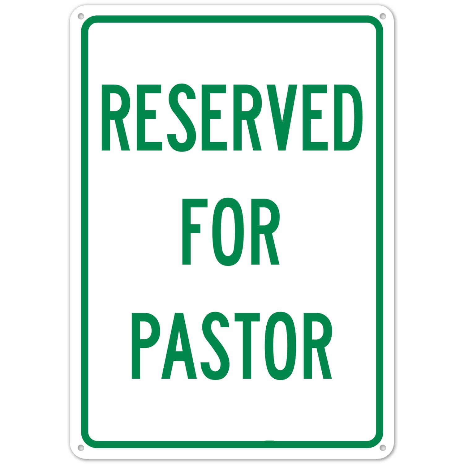 Pastor Reserved Parking Sign, Special Parking Marker for Church & Venue, Metal Tin, 12 x 8 Inch