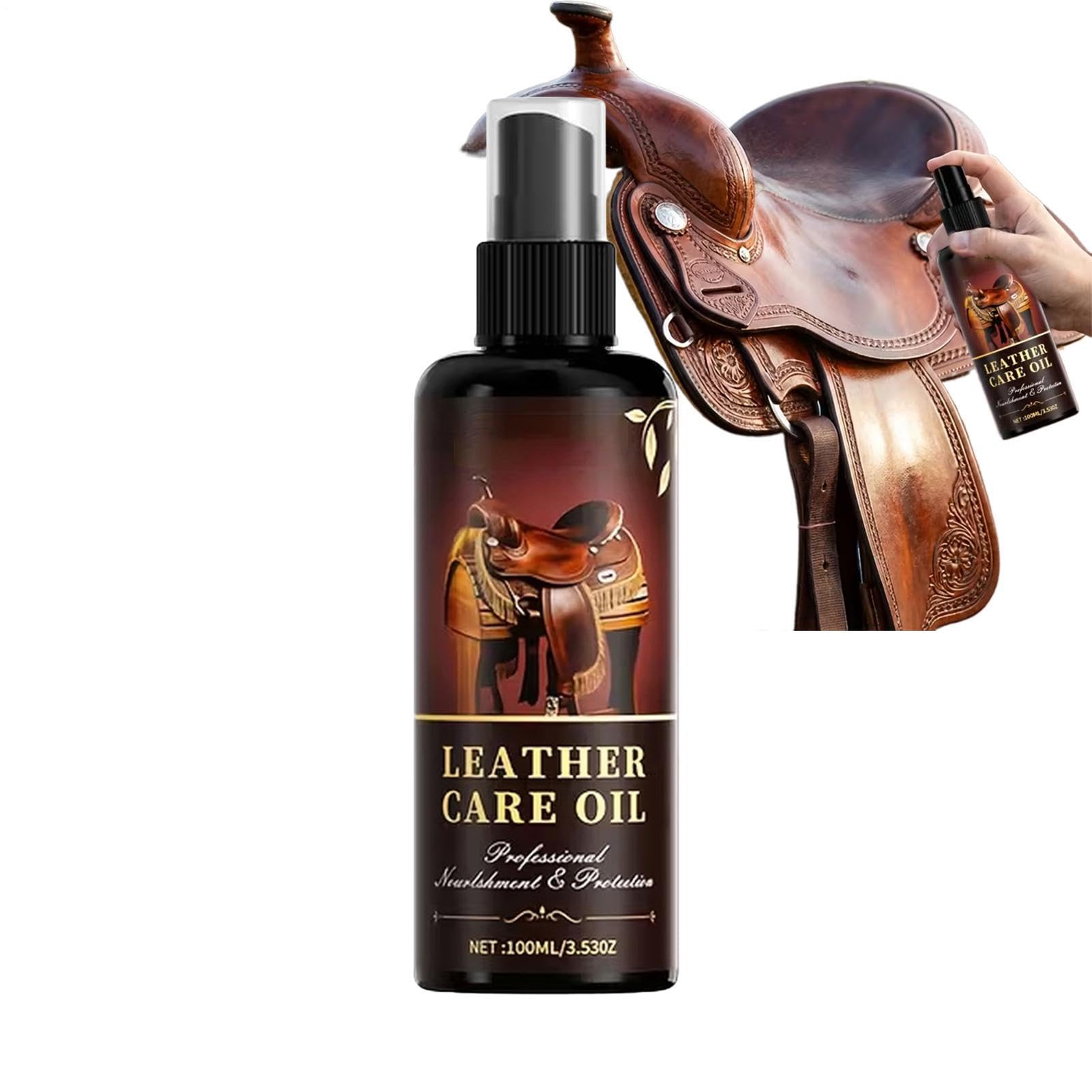 Leather Conditioner For Saddles - 100ml Equestrian Tack Care Oil, Horse Saddle Leather, Fast Absorbing Conditioning Formula | Riding Gear Leathers,for Trainers Stable Owners