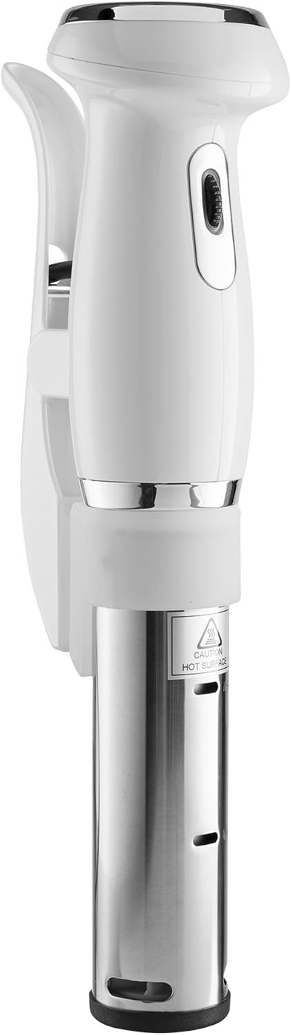 Gourmia GSV130 Digital Sous Vide Machine Pod - Immersion Circulator - Accurate Cooking - Digital Time Display - 1200W - White - Includes Free Recipe Book