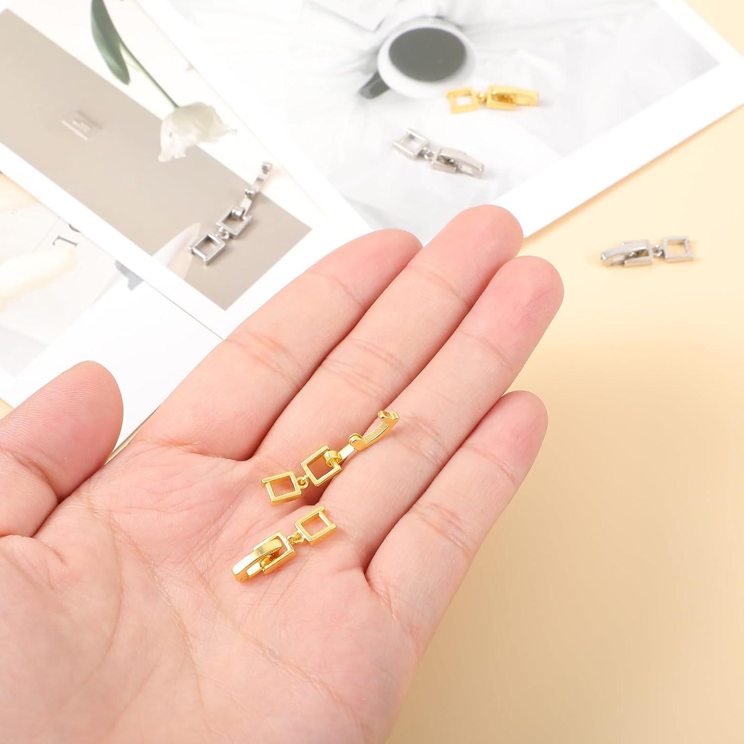 6 Pcs Bracelet Extender Gold 1.18" × 0.20" Foldover Extension Jewelry Clasps Box Clasp Bracelet Extender Clasp Foldover Necklace Extension for Jewelry Making (Gold Silver) - Image 4