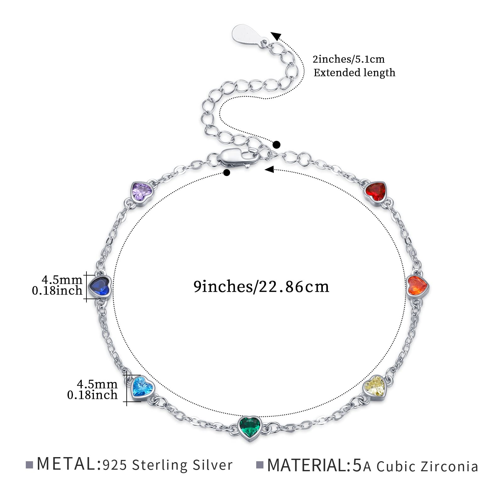 Tobillera de chakra de plata de ley con forma de corazón, forma de gota, 7 chakras, gotas de rocío, verano, playa, tobilleras, pulsera para Navidad, regalos para novias, mujeres ásperas, novias, 22.9