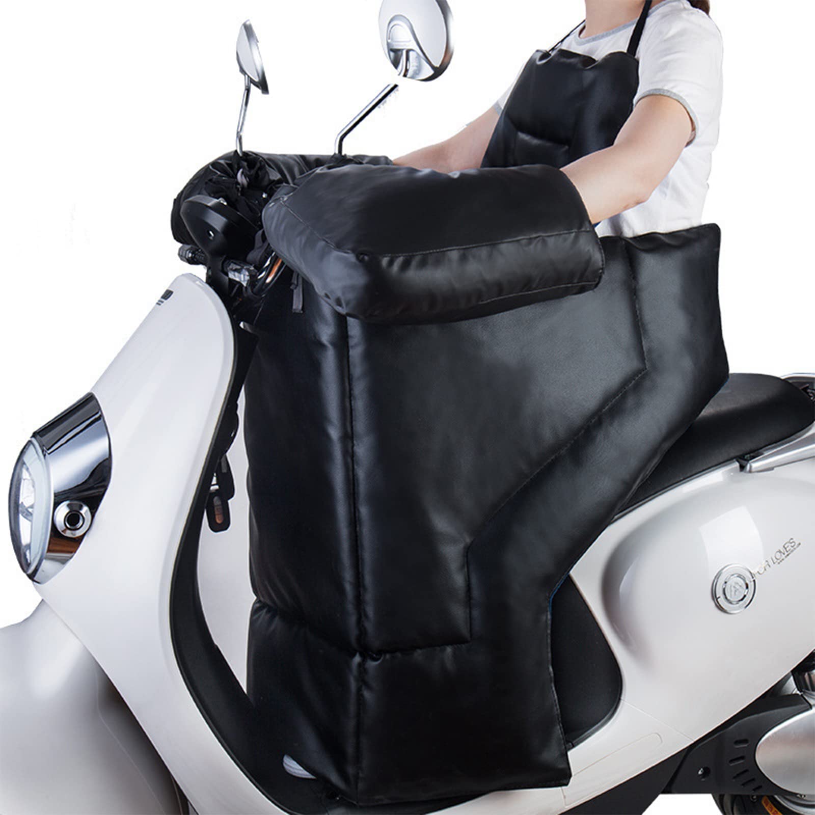 Pare-Brise Fendu d'hiver de Moto électrique, Tablier imperméable de Garde-Jambe de Voiture de Batterie de Cuir d'unité Centrale, Plus l'épaississement de Velours pour Augmenter des genouillères, NOI