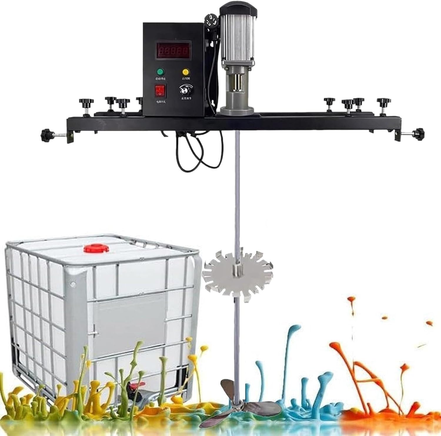 Tank Mixer 980W, Electric IBC Bucket Mixer, 0-3000 Rpm Speed ​​Adjustment, Low Noise 45 dB, For Ink Dissolving and Paint Mixing, Folding Propeller(Package a)