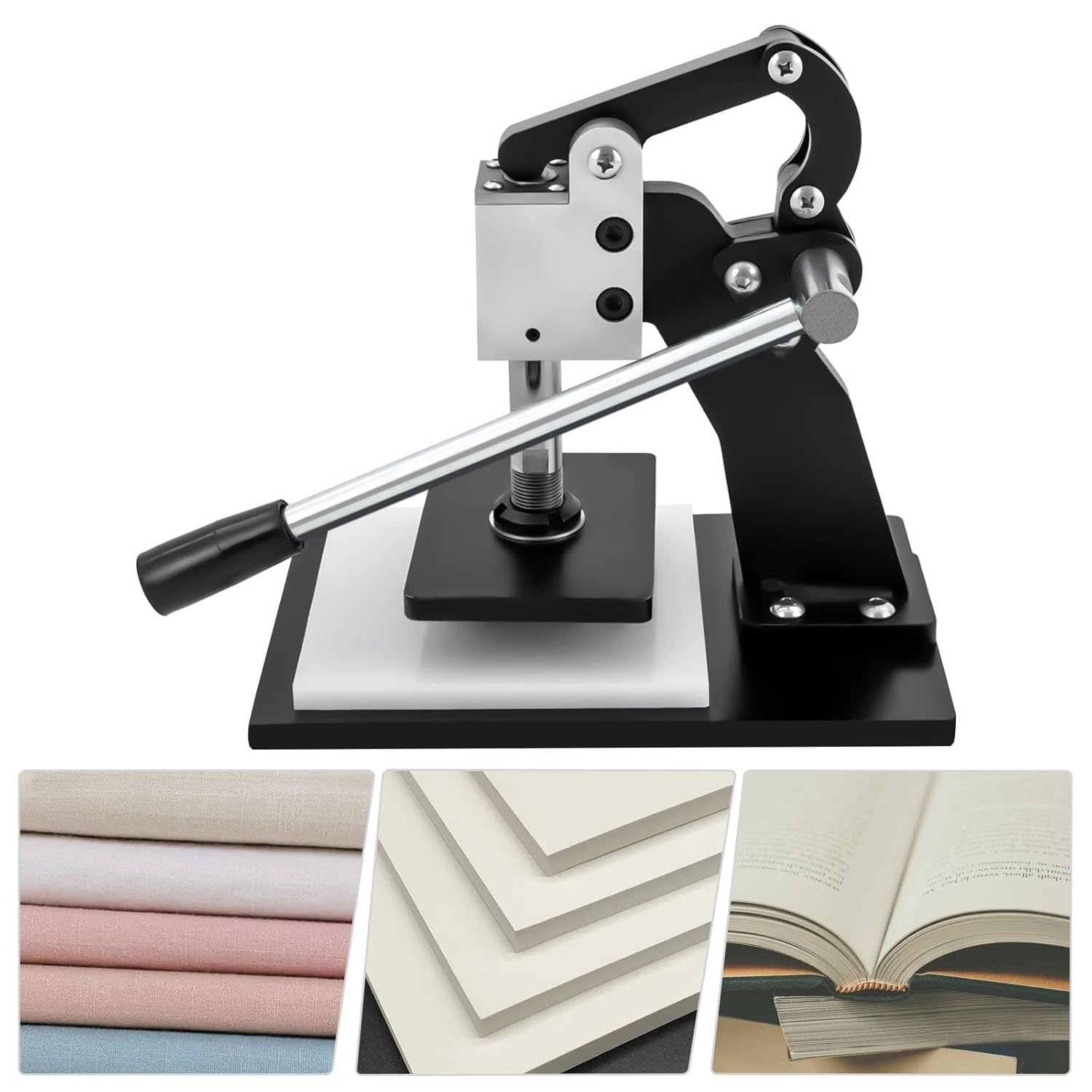 Esta Prensa troqueladora Manual de Alta Resistencia para Cuero, Tela, Papel, PVC y Manualidades es una Herramienta de Repujado versátil para proyectos de Bricolaje y Uso Profesional.