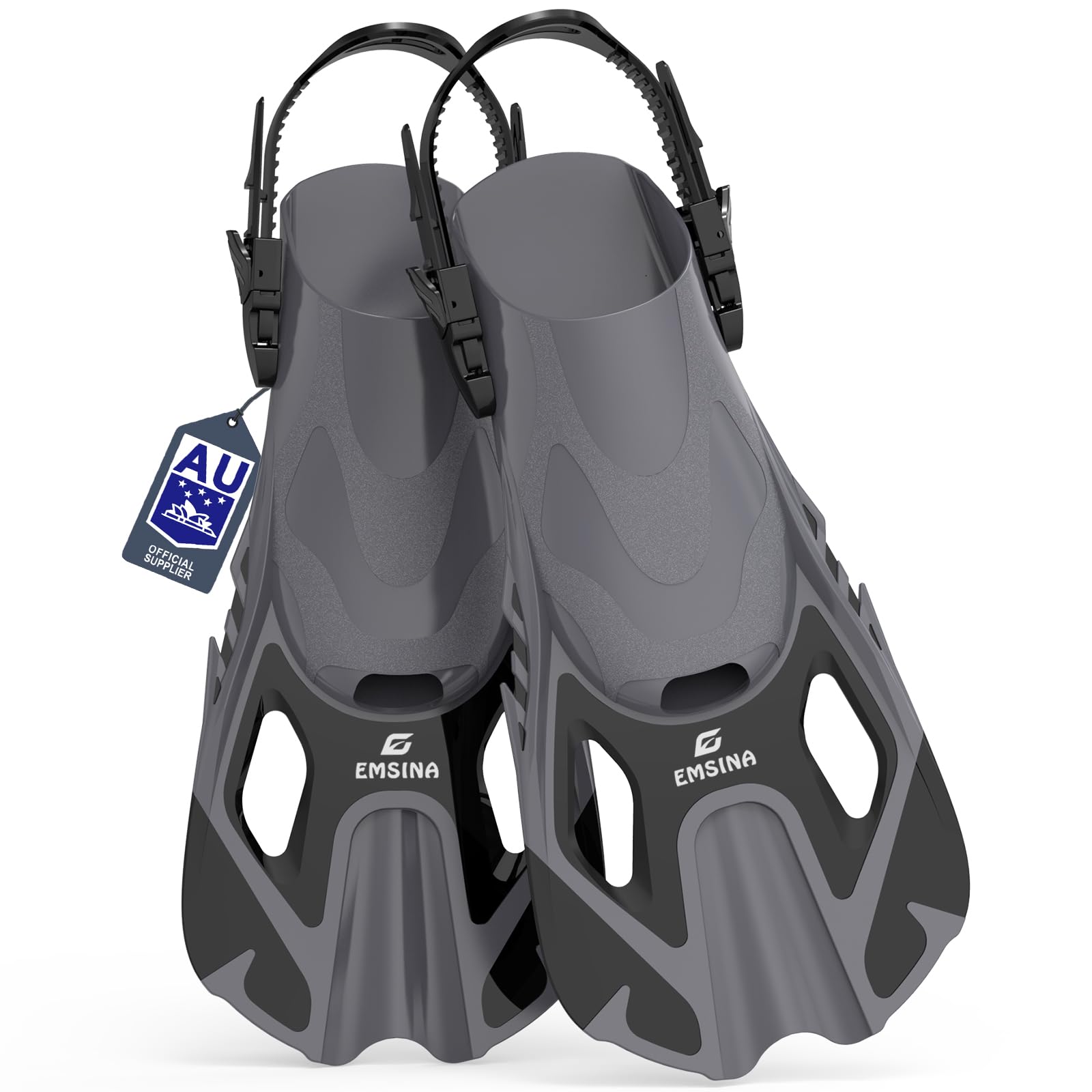 Mizikuu Palmes Réglables S/M & L/XL – Talon Ouvert, Sac Inclus – Snorkeling, Natation, Plongée – Bleu, Courtes, TPR Souple