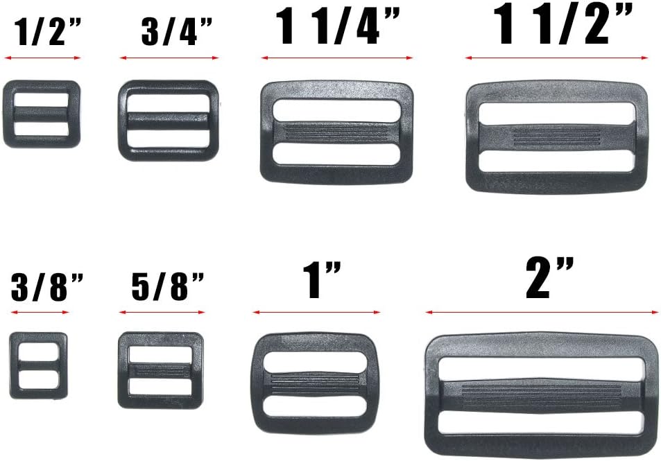 Craft County Tri-Glides - for Webbing, Backpacks, and Duffel Bags (5 Pack, 1 1/2-Inch)