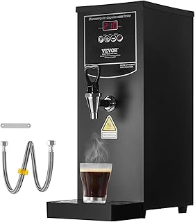 VEVOR Hot Water Dispenser, Commercial Water Boiler 1500W with 316 Stainless Steel Heating Tube, 50L/H Step-by-step Fast Heating Electric Water Warmer for Coffee Tea Restaurant Office,10L
