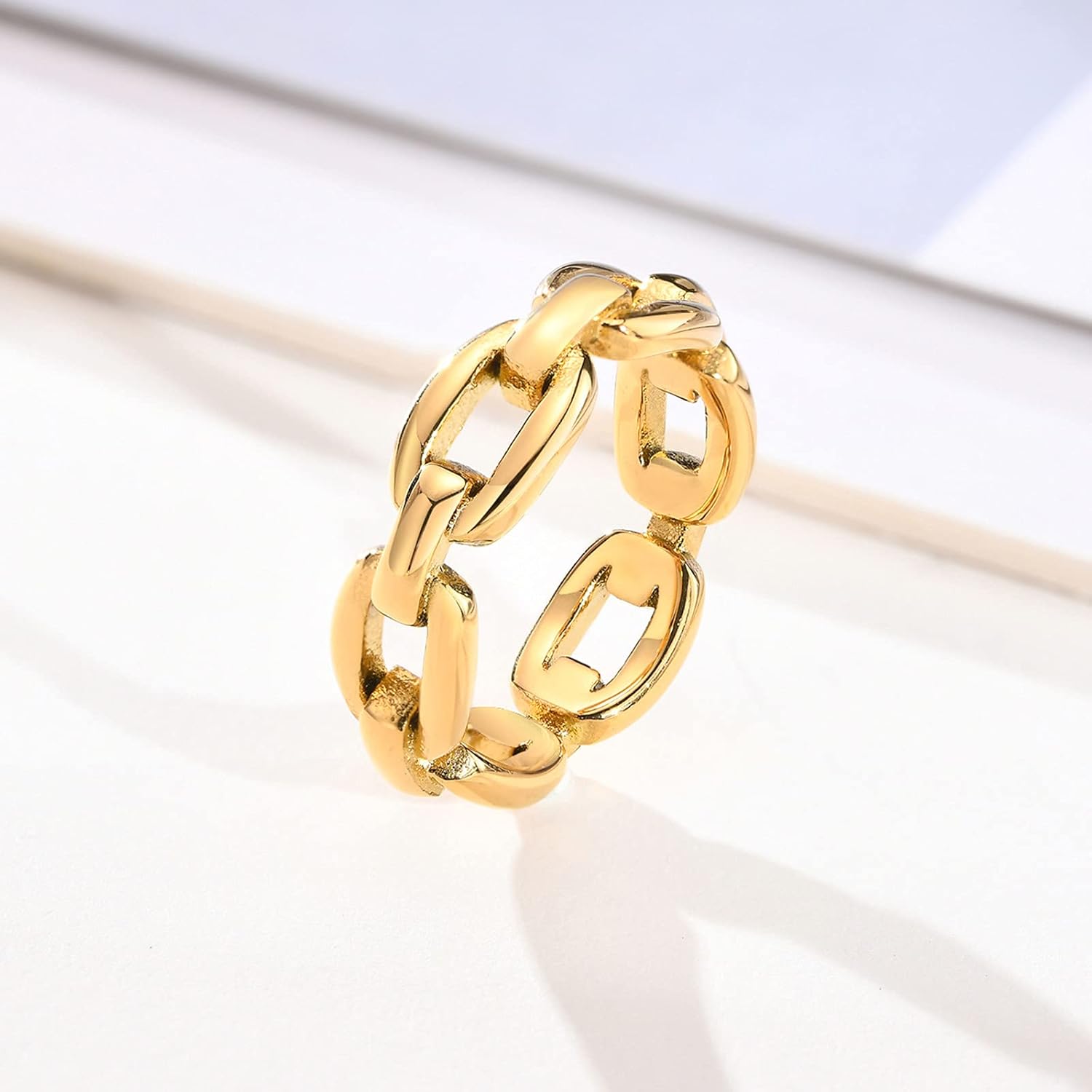 VNOX 18K Gold Plated/Silver Stainless Steel Cuff Link Ring for Women - Image 5