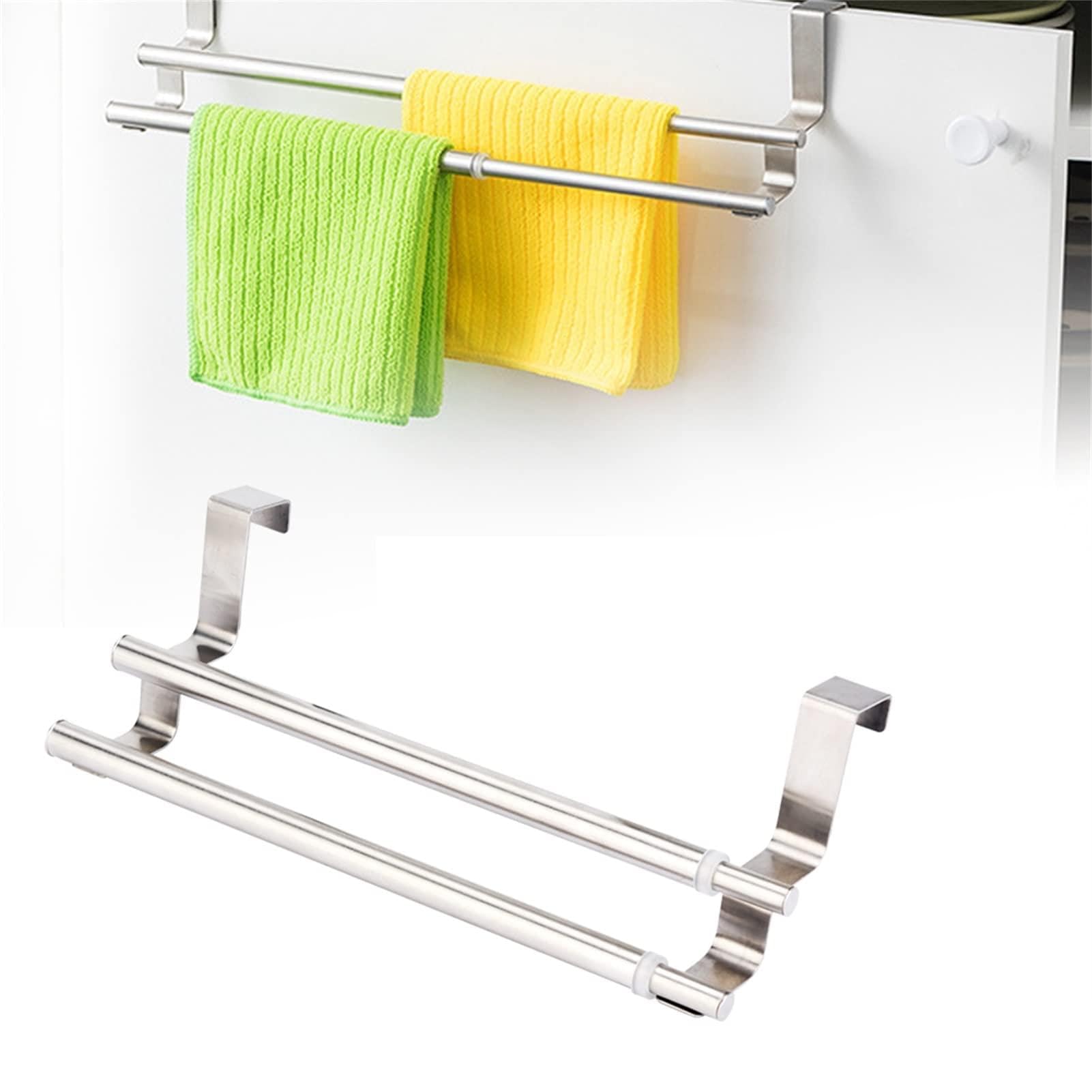 Jelquix Stainless Steel Double Layer Towel Rack Hanger for Bathroom Kitchen Use 10.24" - 15.75" Fit