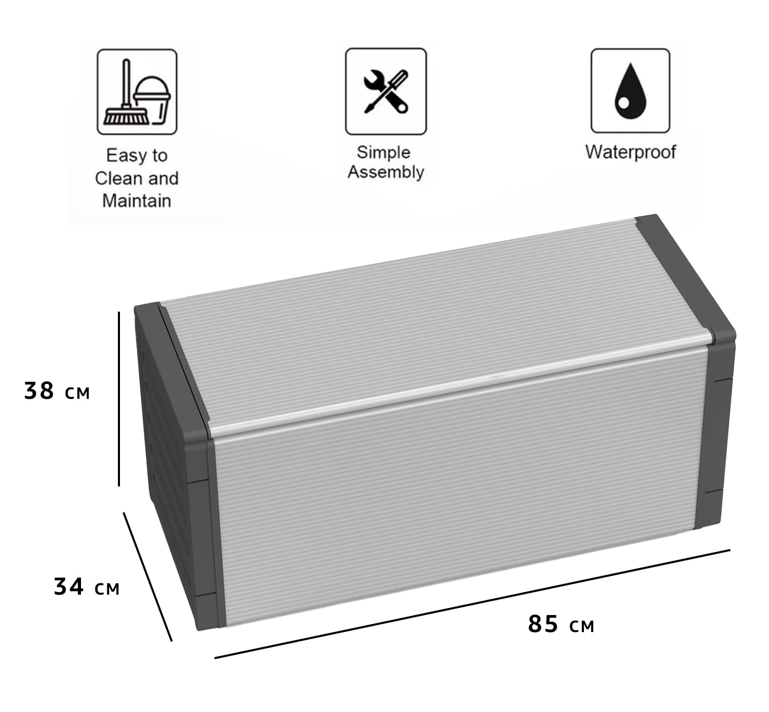 BuyStar Baule Cassapanca 87 Lt per Raccolta Differenziata 85x34x38 cm + 3 Borse per Riciclaggio - da Esterno, Anti Odore, in Resina, Terrazzo, Giardino, Organizzazione, Stoccaggio - Made in Italy