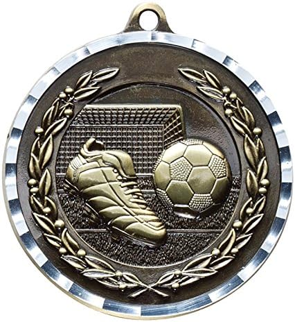 SHOP AWARDS AND GIFTS Customizable Academic Sports Award Medal with Neck Ribbon, Personalized, Custom, Engraved, Pack of 10, Soccer, Gold