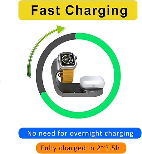 Miniatura 5 de Cargador de Apple Watch, base magnética de carga rápida compatible con iWatch Series Ultra/SE/10/9/8/7/6/5, para Apple Watch, cargador Airpod, cable