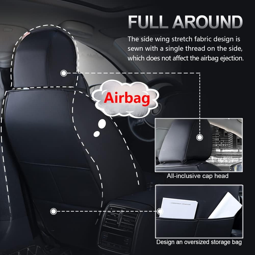 Car Seat Covers 5-Seat Full Set Faux Leather Protector Automotive Seat Covers Waterproof Comfort Vehicle Cushion Cover Universal Fit Set Auto Accessories (Mbz-53,Blue)