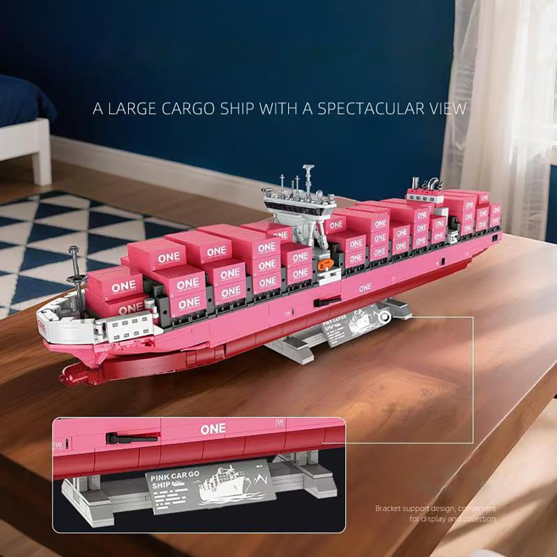 Containerschiff Baustein Bausatz, 1446 Klemmbausteine Frachtschiff Bausteine Set, Schlachtschif Modellbausatz, Kreatives Spielzeuggeschenk für Erwachsene und Teenager