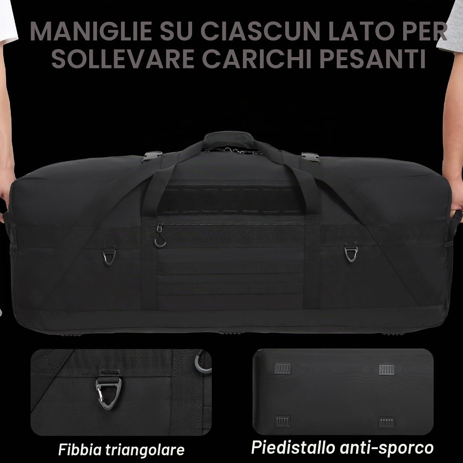 Borsa da viaggio da 125 l, grande borsa sportiva da uomo, borsa da allenamento, XXL, per sauna, fitness, weekender campeggio, Nero , sporttasche 125L, Classico