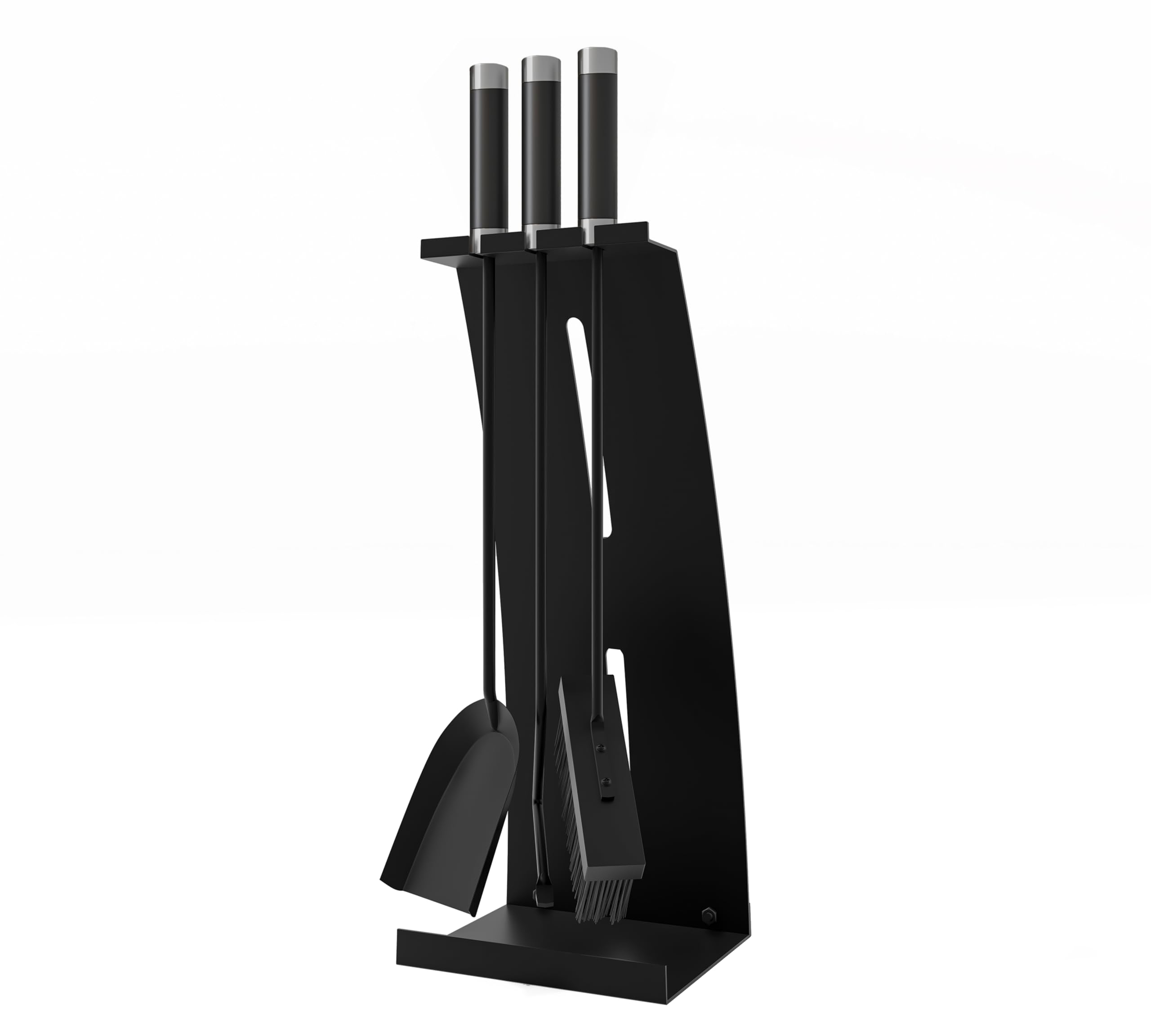 Kingson Juego de herramientas para chimenea de 4 piezas con asas compuestas, juego de accesorios para chimenea con recubrimiento en polvo negro, 54,5 cm de altura