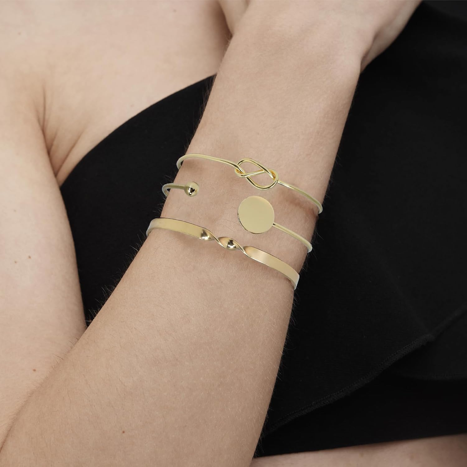 11Pcs Gold Bangle Bracelets for Women,Adjustable Bangle Bracelet,Multi Layer Open Stackable Cuff Bracelet Set,Fashion Accessories Jewelry Gifts for Women - Image 5