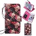 iPhone 6 6s Wallet Case, True Color® HD Printed Skull & Roses Black Wristlet Purse Clutch with Removable Wrist Strap, Card Slots & I.D Window Magnetic Closure Media Stand [True HD Collection]