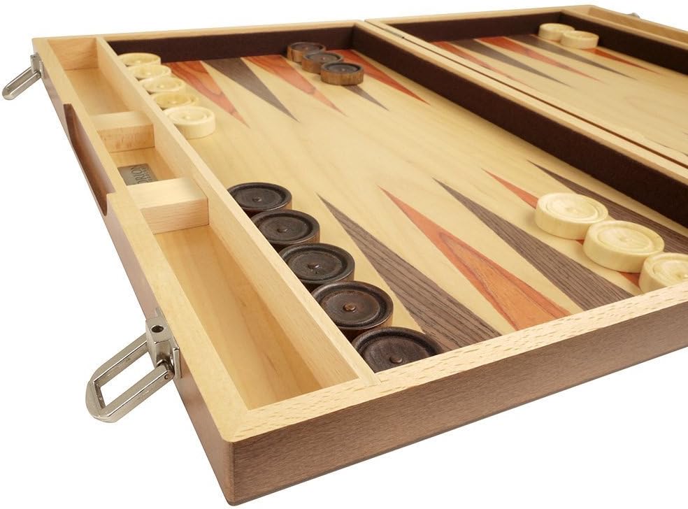 18-inch Olive Burlwood Wood Backgammon Set - Veneer Board – Inlaid Field