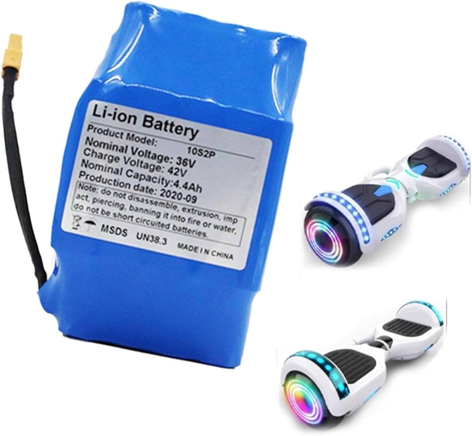 Batterie De Remplacement 36 V 4,4 Ah Pour Hoverboard Électrique 10S2P, Batterie Lithium-Ion 36 V 4&Nbsp;400 Mah Pour Scooters Électriques Et Planches Auto-Équilibrées 36V 4400Mah,XT60