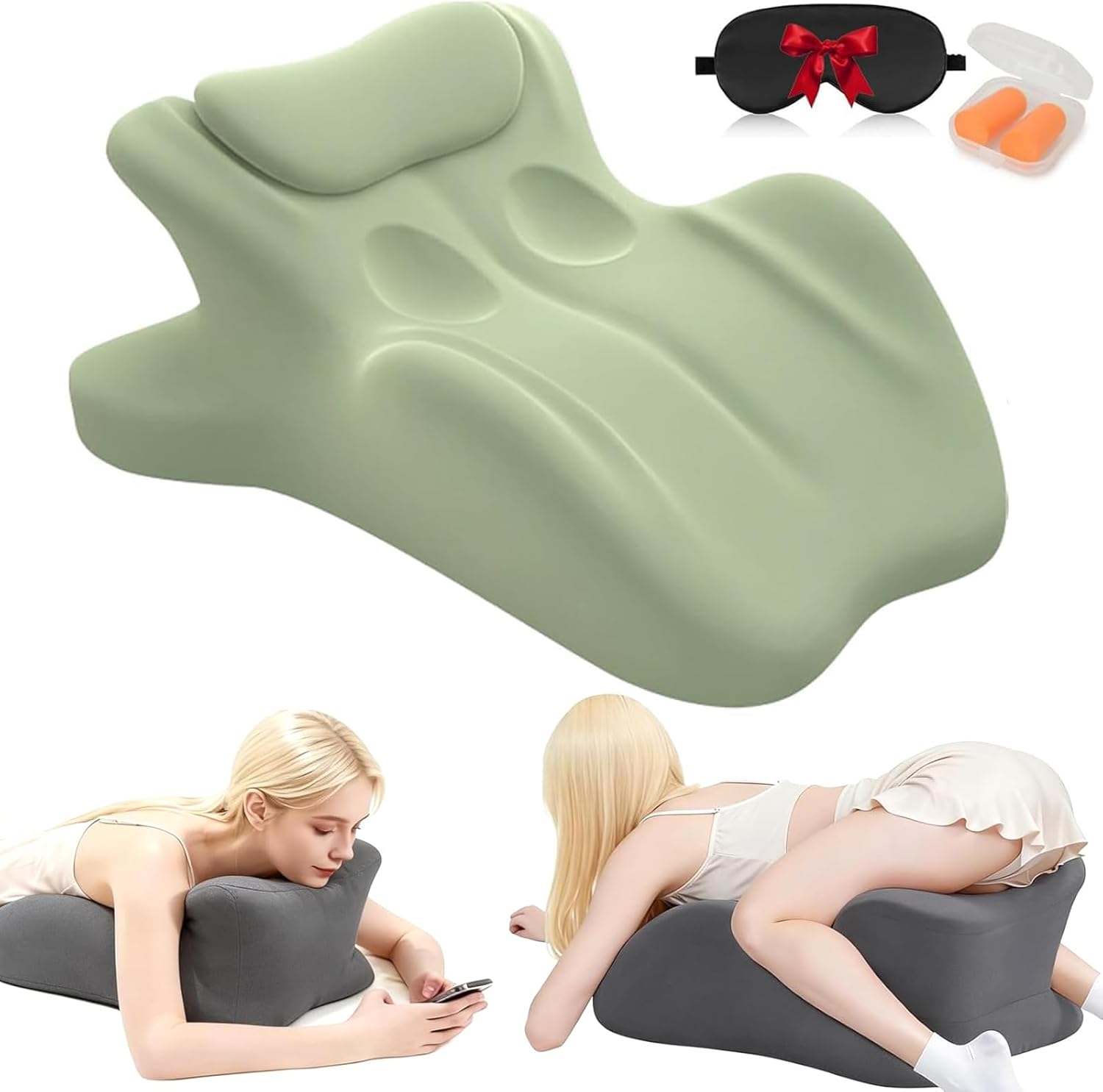 Memory Foam Couples Couples Pillow 27° Degree Perfect Position Ergonomic Memory Foam Wedge Pillow, Back and Shoulder Pressure Relief Cushion for Reading, Lounging, and Home Relaxation,Green