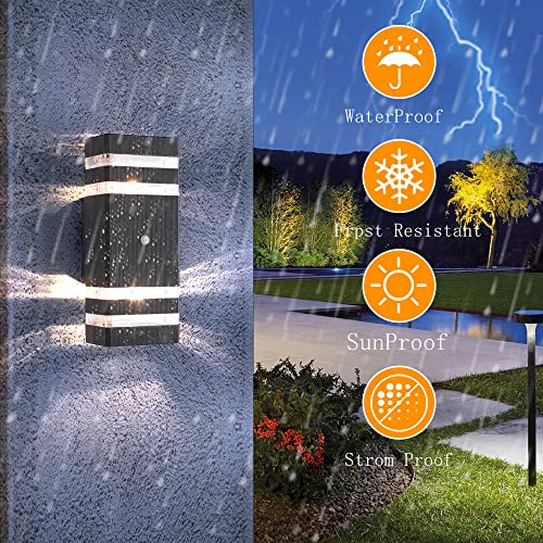 Shxietr Dusk To Dawn Sensor Outdoor Wall Lights, Upgrade Up Down Porch Lanterns,10W Led 3500K Warm Patio Light, Modern Exterior Waterproof Aluminum Wall Mount Lights Fixture For Garage Black (1 Pack) #TOP3