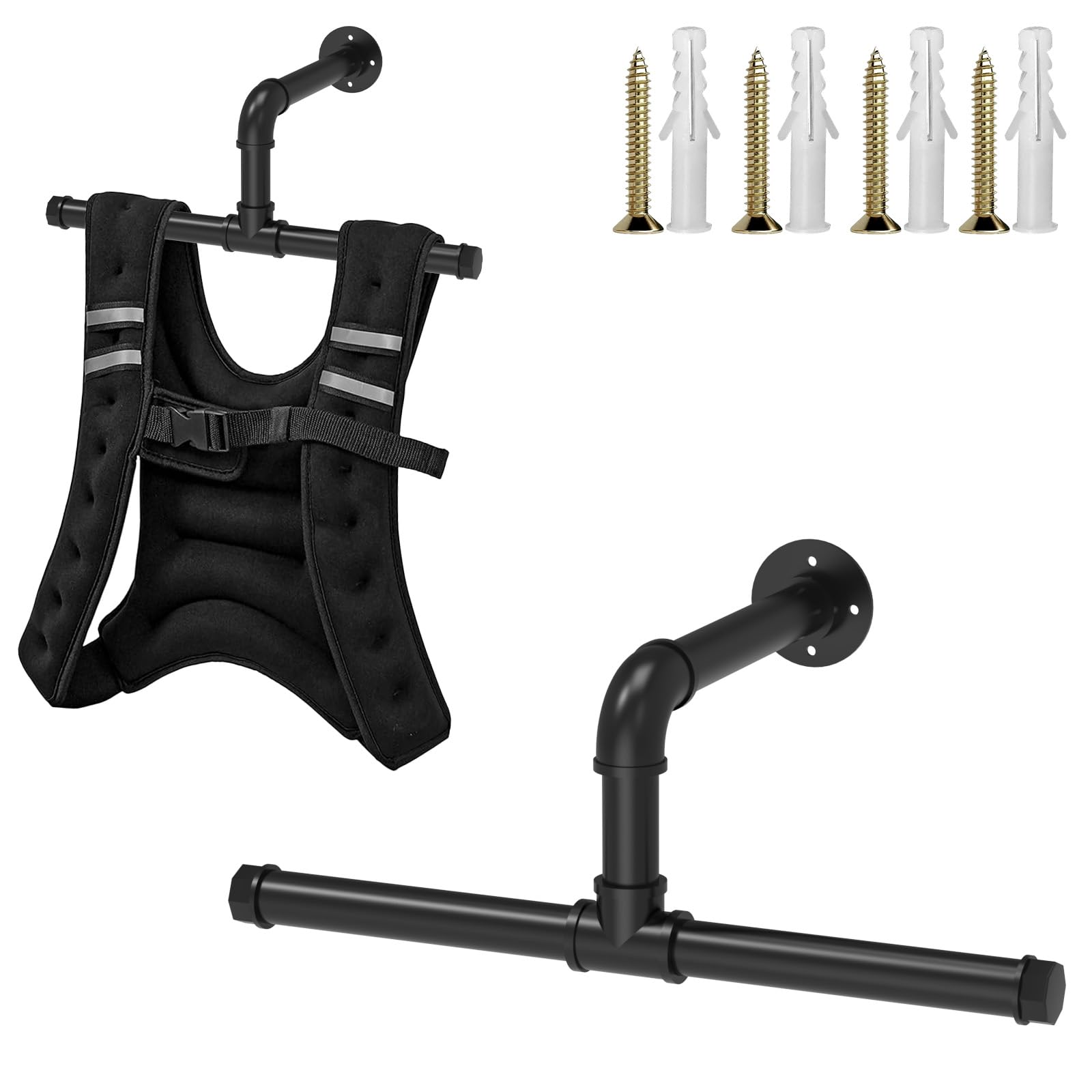 Heavy Duty Wall Mount Hanger for Weighted Vest Women Men Wall Rack Holds Over 110lbs Adjustable Weights Vest