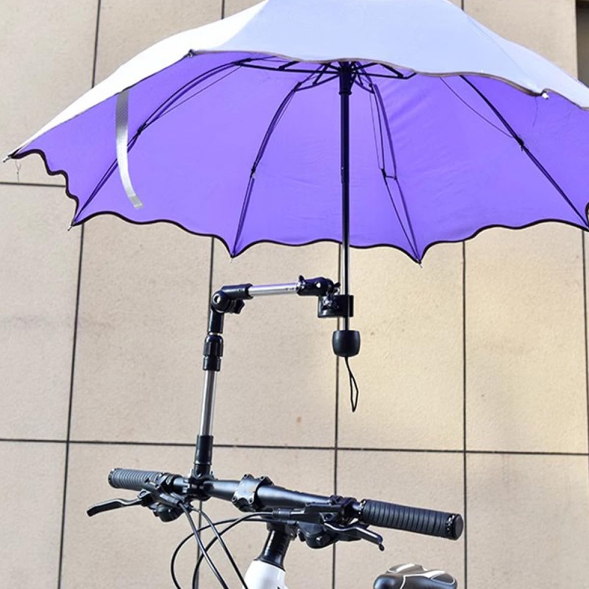 Soporte de paraguas para exteriores para usuarios de sillas de ruedas, soporte fijo de acero, protección UV y protección contra la lluvia, ideal para una vida independiente