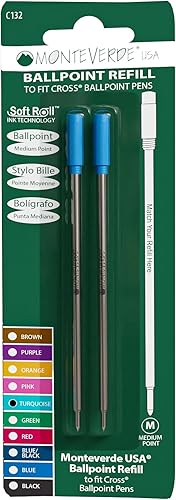 Vista 42 de Monteverde Recambio de bolígrafo para adaptarse a bolígrafos cruzados, punta media, rollo suave, rojo, 2 por paquete (C132RD) Rojo