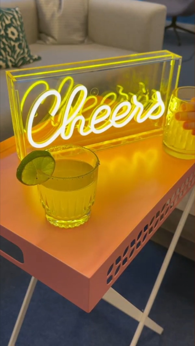 Image of JONATHAN Y 11.8 inchW x 5.9 inchH Yellow inchCheers inch LED Neon Light, USB Operated, Yellow, 147 Lumens, Acrylic Box Non-Dimmable Sign for Bar, Kitchen, Living Room, Bedroom, Dorm NEN1000A