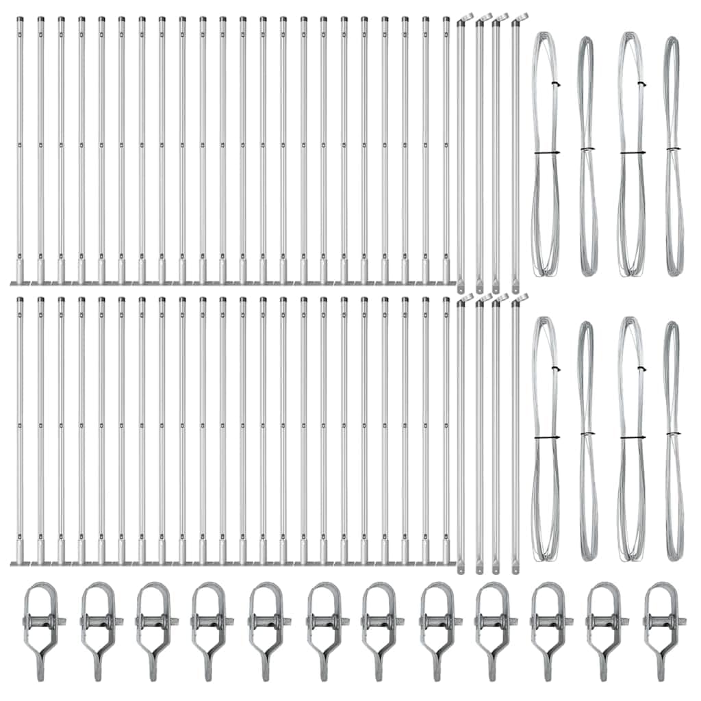 Pali per recinzione, 52 pezzi, grigio, 3,2 x 3,2 x 70 cm | Acciaio verniciato a polvere, resistente alle intemperie, facile montaggio con martello, per giardino e terrazza