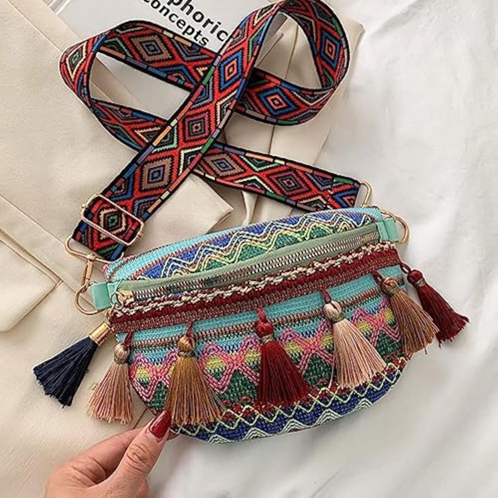 Fashionable Bohemian Fanny Pack Bag with Tassels