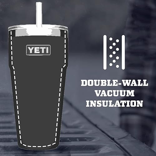 Miniatura 6 de YETI Rambler - Vaso de 26 onzas, aislado al vacío, acero inoxidable con tapa y pajita, azul acuífero (Aquifer Blue)