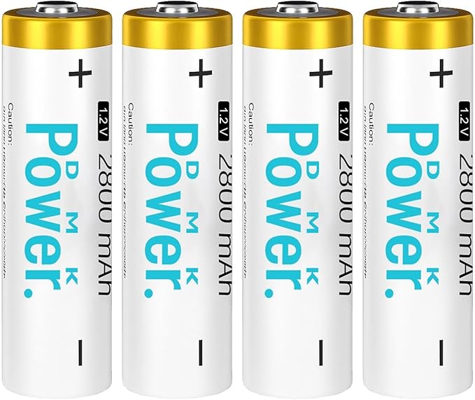 DMK POWER Rechargeable AA Batteries,2800mAh High Capacity Batteries 1.2V NiMH Low Self Discharge (4pcs)