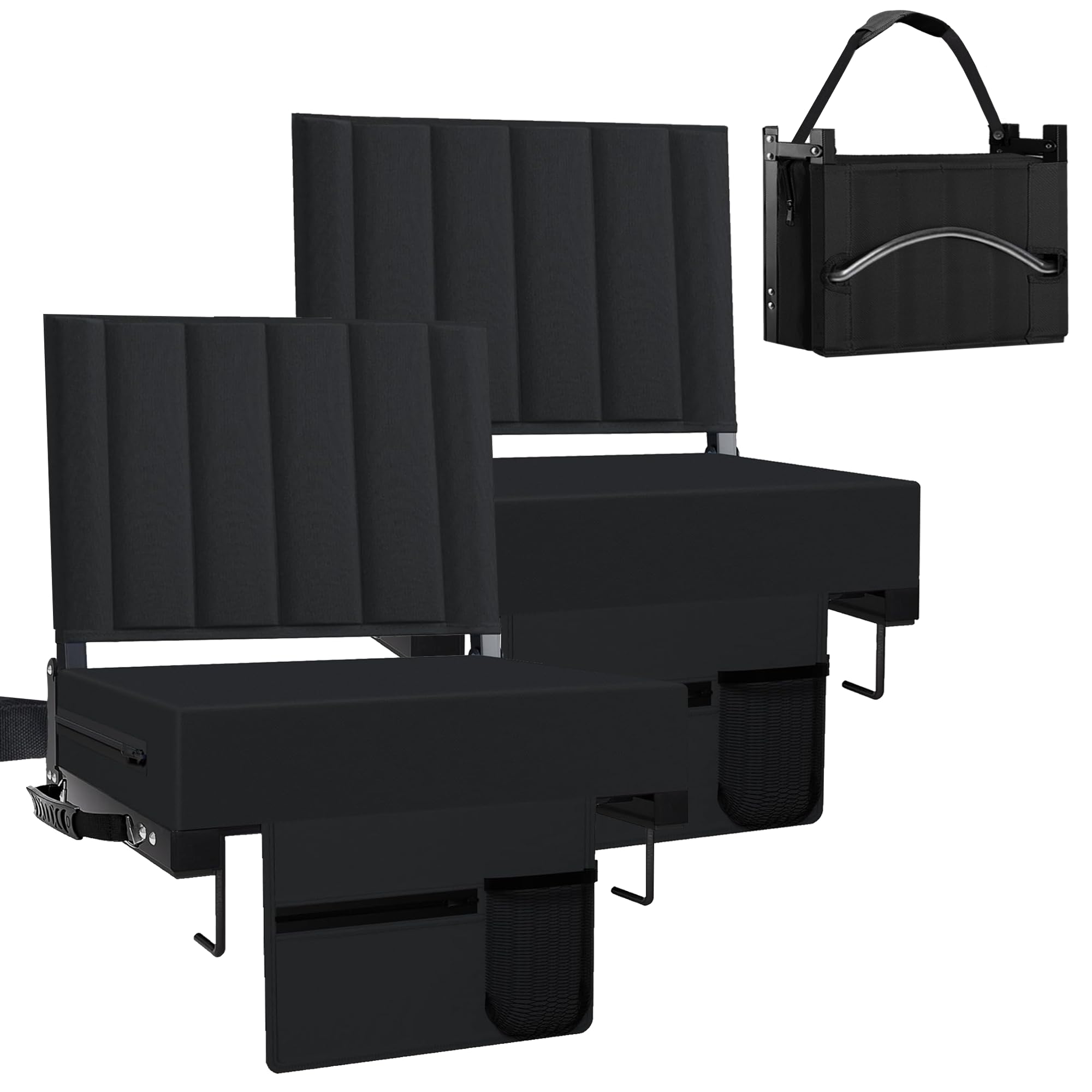 Aliphon Stadium Seat for Bleachers with Back Support and Cushion, Bleacher Seats with Shoulder Strap and Cup Holder, Padded Portable Folding Comfort