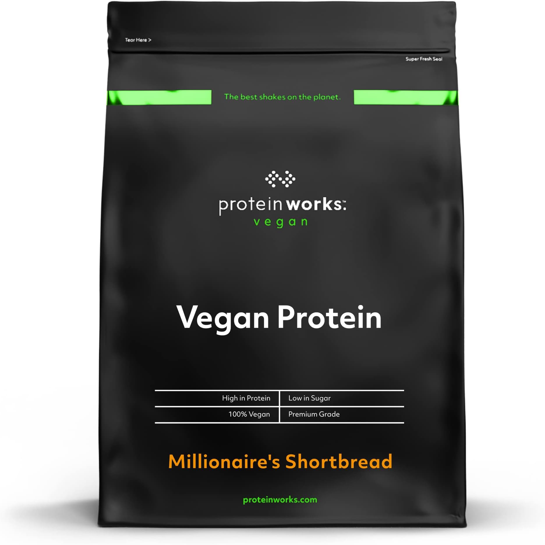 Protein Works - Vegan Protein Powder, Millionaire's Shortbread, 16 Servings, 100% Plant Based & Natural, Premium Multi-Protein Blend, Low Fat Shake, Low Calorie Shake, 500g