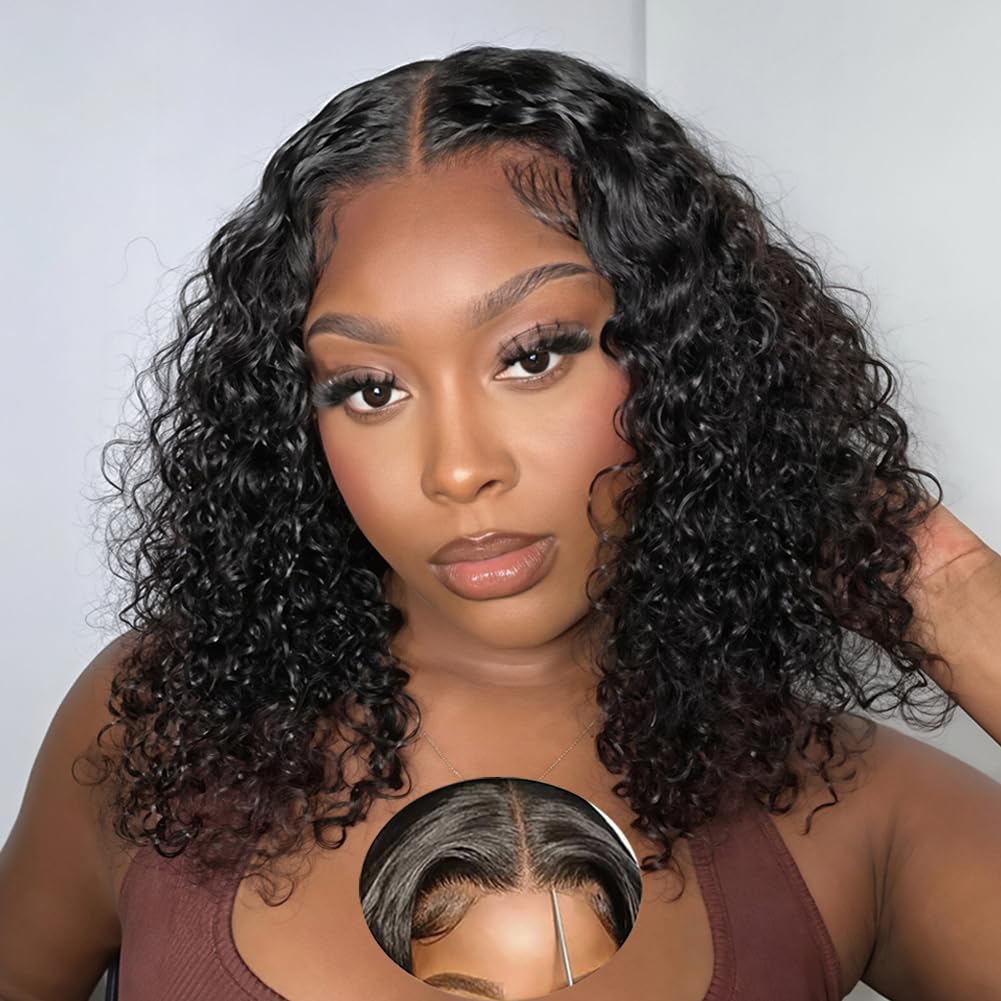 13x4 Deep Wave Lace Front Wigs Human Hair 13x4 HD Lace Front Wigs Lace Deep Curly Human Hair Wig For Women 180% Density Glueless Wigs Human Hair Pre Plucked For Beginners (22 Inch)