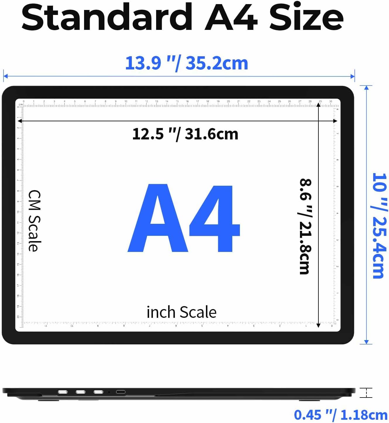 Heanolier Rechargeable A4 Light Board with Stand & Padded Case,7100Lux Bright Magnetic Light Pad with Side Buttons,Wireless Light Box for Tracing,LED Light Table for Diamond Painting,Sketching,Drawing